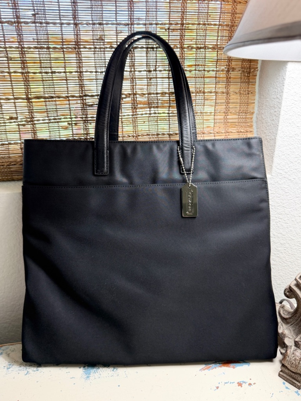 Coach Vintage Mercer Black Leather and Twill Tote Bag
